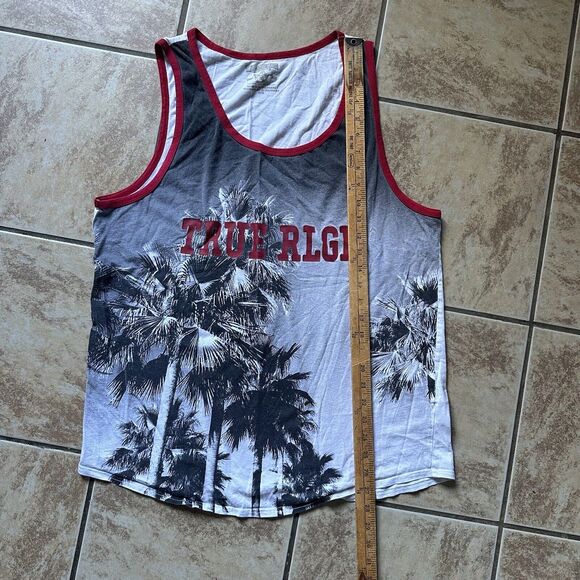True Religion‎ Palm Trees Tank Top Sleeveless Shirt Men's Size Medium Scoop Neck - Picture 6 of 8